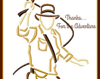 Indiana Jones Sketch Digital Embroidery Machine Design File 4x4 5x7 6x10