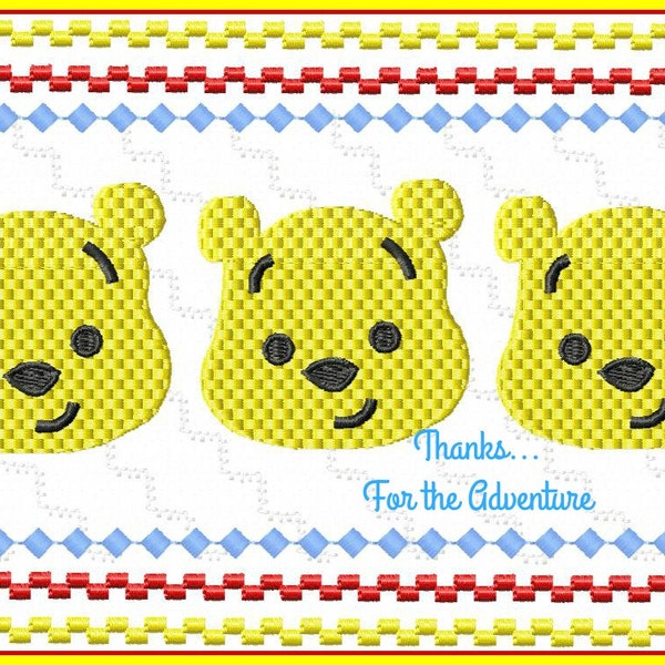 Winnie the Pooh Bear Faux Smocking Digital Embroidery Machine Design File 4x4 5x7 6x10