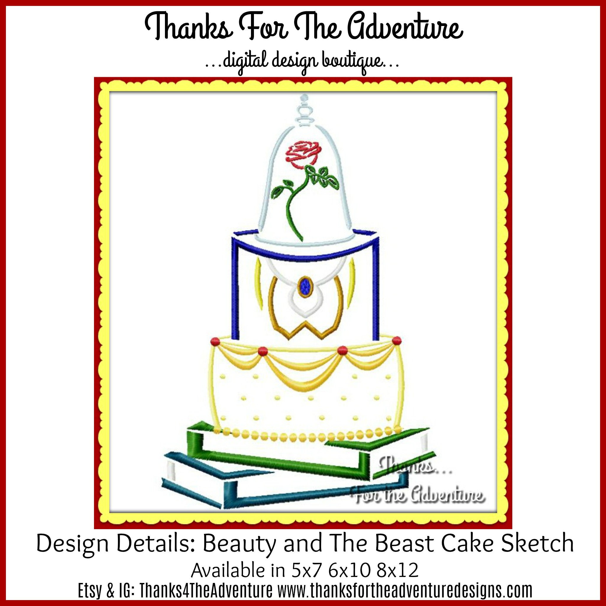 Princess Belle Beast Books Enchanted Rose Cake From Beauty And Etsy Ireland