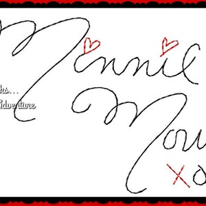 Minnie Mouse Autograph Digital Embroidery Machine Applique Design File 4x4 5x7 6x10