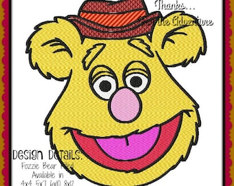 The Muppets Fozzie Bear Filled Digital Embroidery Machine Design File 4x4 5x7 6x10 8x12