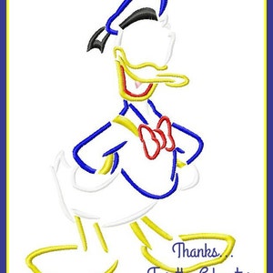 Donald Duck Sketch Digital Embroidery Machine Design File 4x4 5x7 6x10