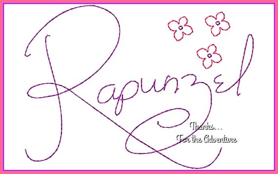 Rapunzel From Tangled Autograph Digital Embroidery Machine Design
