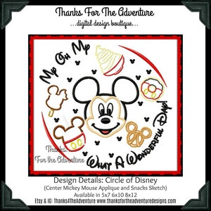 Mickey Mouse  World Land Food Treats Snacks Circle of  Combo Digital Embroidery Machine Design File 5x7 6x10 8x12