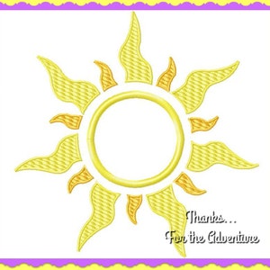 Rapunzel&#39;s Sun from Tangled Applique Digital Embroidery Machine  Design File 4x4 5x7 6x10 8x12