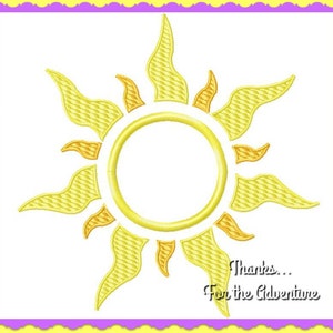 Rapunzel's Sun from Tangled Applique Digital Embroidery Machine  Design File 4x4 5x7 6x10 8x12