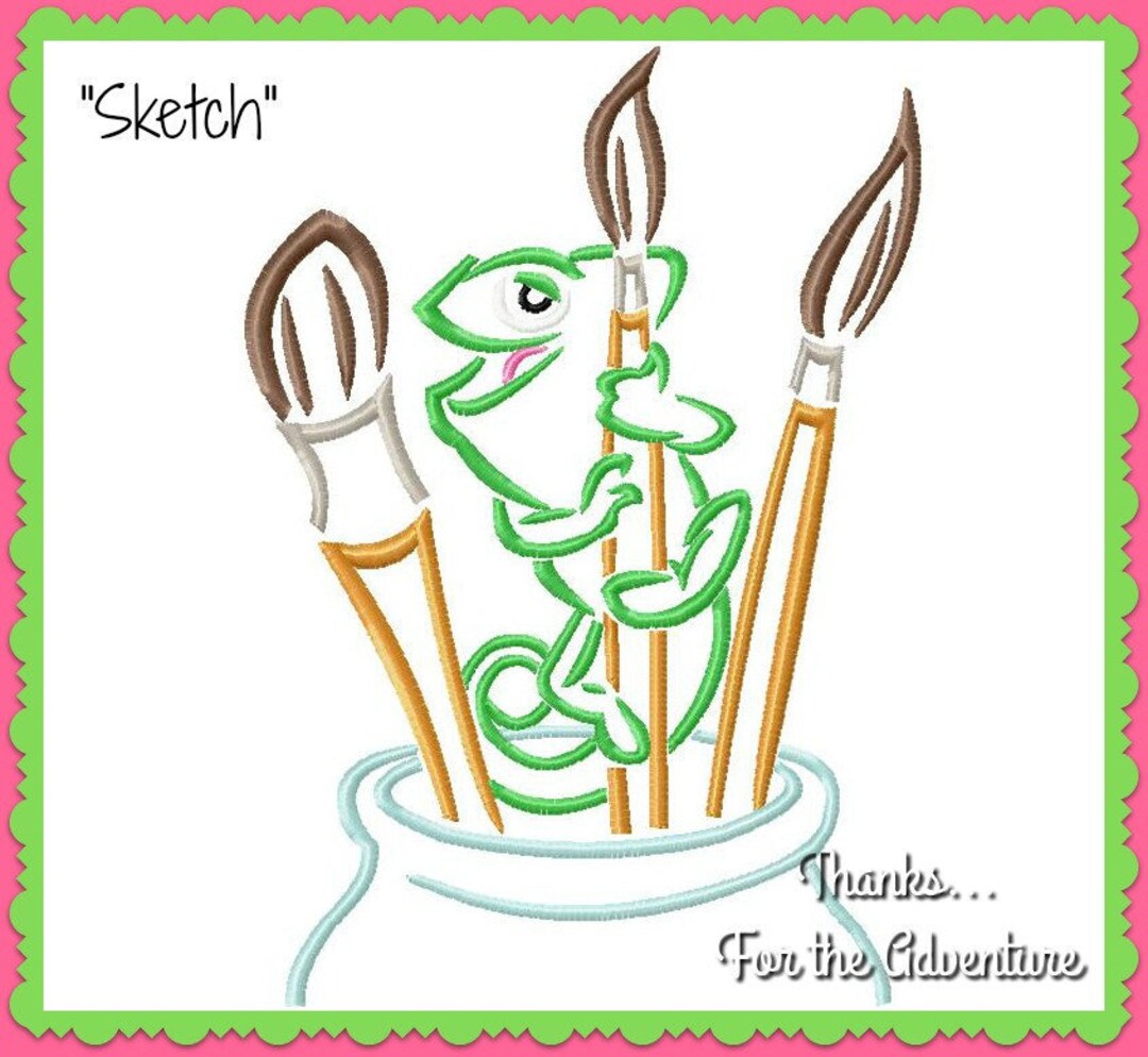 Pascal With Paint Brushes Rapunzel's Chameleon From Tangled Sketch