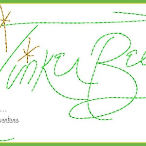 Tinker Bell Autograph Digital Embroidery Machine  Design File 4x4 5x7 6x10