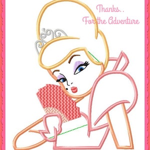 Princess Tiana's Best Friend Charlotte "Lottie" from The Princess and the Frog Applique Digital Embroidery Machine Design File 5x7 6x10