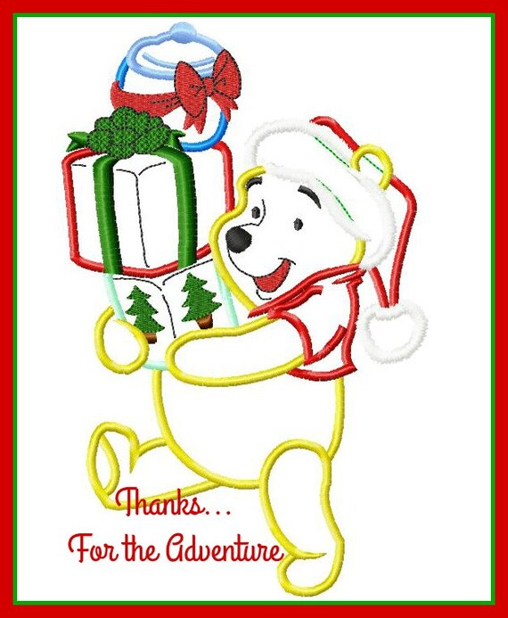 Winnie the Pooh Bear Santa Christmas Digital Embroidery Machine