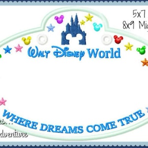 In The Hoop Cast Member Name Stroller Tag Applique Digital Embroidery Machine Design File 4x4 5x7 6x10 & 8x9 Mighty Hoop