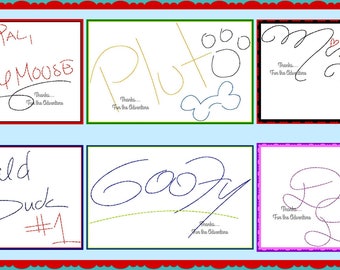 Mickey Mouse Clubhouse Autograph Pack- Mickey Minnie Donald Daisy Pluto and Goofy Digital Embroidery Machine Design File 4x4 5x7 6x10