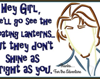 Eugene aka Flynn Reiter Hey Girl Combo Design von Tangled Sketch Digital Embroidery Machine Design File 5x7 6x10