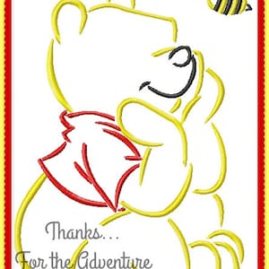 Pooh Bear from Winnie the Pooh Sketch Digital Embroidery Machine  Design File 4x4 5x7 6x10