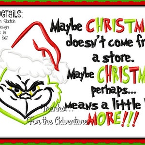 Christmas Means A Little Bit More Combo Green Mean One Santa Sketch Digital Embroidery Machine Design File 5x7 6x10 8x12