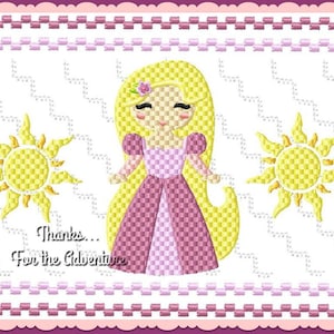 Rapunzel from Tangled Faux Smocking Digital Embroidery Machine Design File 4x4 5x7 6x10