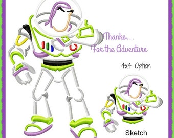 Buzz Lightyear Space Ranger from Toy Story Sketch Digital Embroidery Machine Design File 4x4 5x7 6x10
