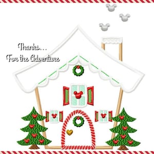 Mickey Mouse Gingerbread House Applique Digital Embroidery Machine Design File 4x4 5x7 6x10