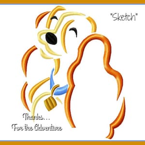 Lady dog from Lady and The Tramp Sketch Digital Embroidery Machine  Design File 4x4 5x7 6x10