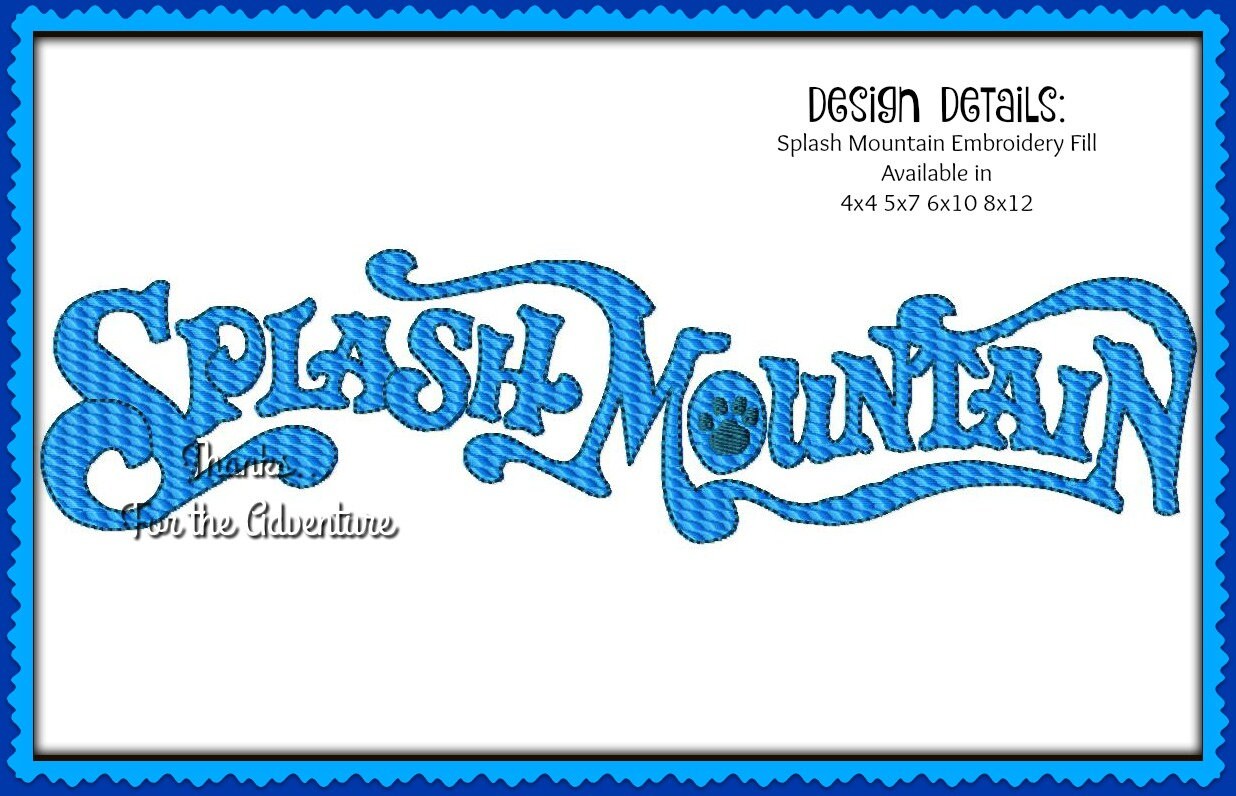 Splash Mountain Ride Logo Digital Embroidery Machine Applique Etsy