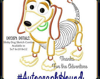 トイストーリーのスリンキードッグにインスパイアされた機械刺繍