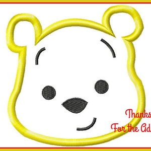 Winnie the Pooh Bear Digital Embroidery Machine Applique Design File 4x4 5x7 6x10