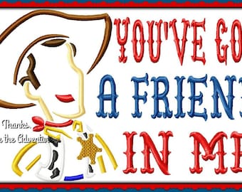 Woody from Toy Story You've Got A Friend In Me Sketch Digital Embroidery Machine Design File  5x7 6x10 8x12