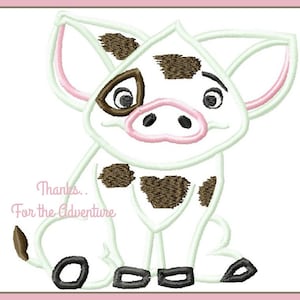 Moana Island Princess Pua the Pig Digital Embroidery Machine Applique Design File 4x4 5x7 6x10