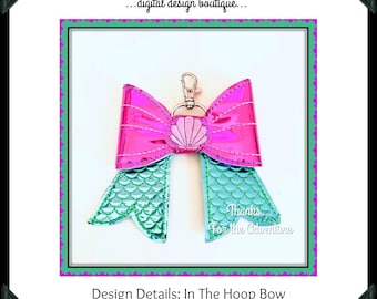 ITH In The Hoop Princess Ariel The Little Mermaid Bow Cheer Digital Embroidery Machine Design File 4x4 5x7 6x10 8x12 8x9 Mighty Hoop