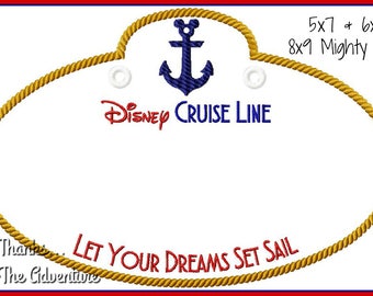 In The Hoop  Cruise Line Cast Member Name Stroller Tag Applique Digital Embroidery Machine Design File 4x4 5x7 6x10  8x9 Mighty Hoop