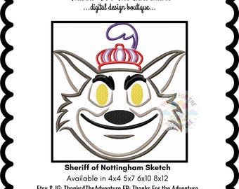 Sheriff of Nottingham from Robin Hood Fox Digital Embroidery Machine Sketch Design File 4x4 5x7 6x10 8x12