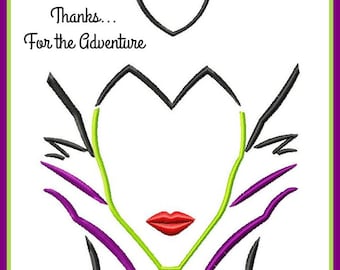 Maleficent from Sleeping Beauty Evil Fairy Sketch Digital Embroidery Machine  Design File 4x4 5x7 6x10