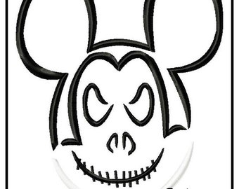 Mickey Mouse Jack Skellington from Nightmare Before Christmas Sketch Digital Embroidery Machine  Design File 4x4 5x7 6x10