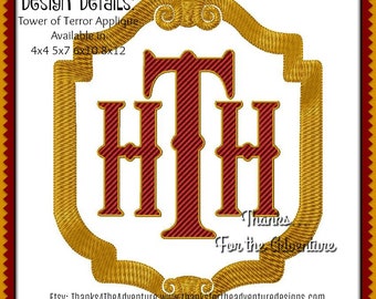 Arquivo de design de máquina de bordar digital com logotipo do hotel Torre do Terror de Hollywood 4x4 5x7 6x10 8x12