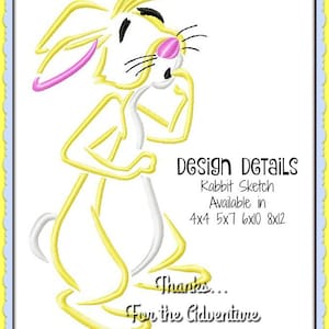 Rabbit from Winnie the Pooh Sketch Digital Embroidery Machine  Design File 4x4 5x7 6x10 8x12