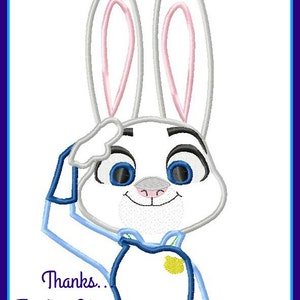 Zootopia Officer Judy Hopps Bunny Rabbit Digital Embroidery Machine Applique Design File 4x4 5x7 6x10
