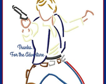 Han Solo from Star Wars The Force Awakens Sketch Digital Embroidery Machine Design File 4x4 5x7 6x10