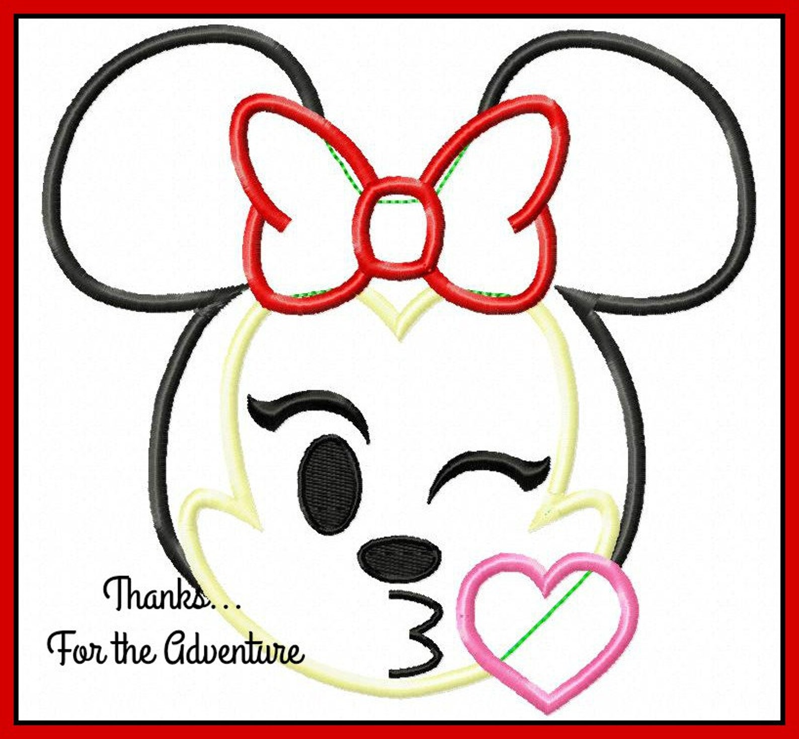 Minnie Mouse Emoji Digital Embroidery Machine Applique Design Etsy