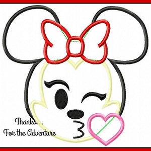 Minnie Mouse Emoji  Digital Embroidery Machine Applique Design File 4x4 5x7 6x10