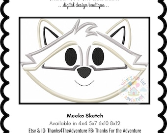 Meeko the Raccoon from Pocahontas Sketch Digital Embroidery Machine  Design File 4x4 5x7 6x10 8x12