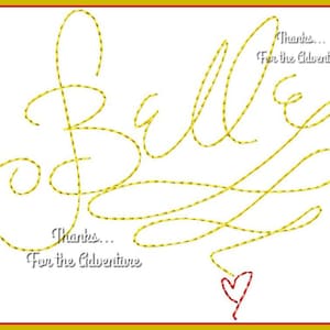 Princess Belle from Beauty and the Beast Autograph Digital Embroidery Machine Design File 4x4 5x7 6x10