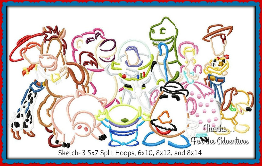 Toy Story Digital Embroidery Machine Design Woody Jessie Buzz Bullseye