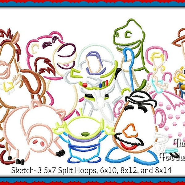 Toy Story Digital Embroidery Machine Design Woody Jessie Buzz Bullseye Bo Peep Potato Alien Hamm and Rex