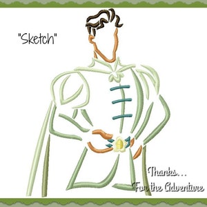 Prince Naveen from The Princess and the Frog Sketch Digital Embroidery Machine Design File 4x4 5x7 6x10
