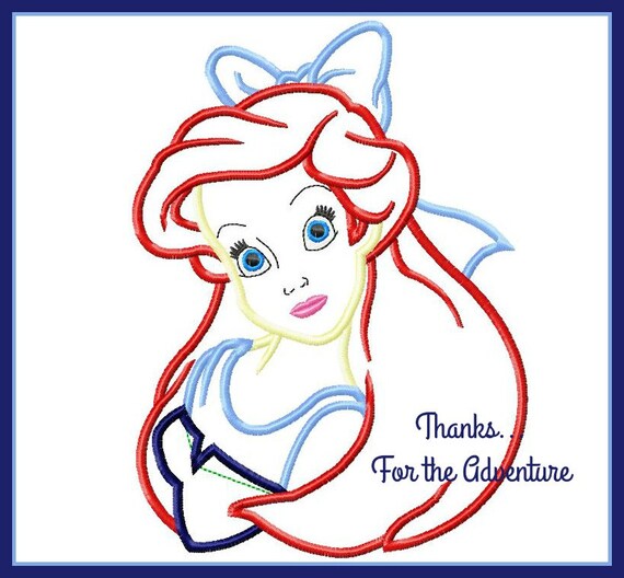 The Little Mermaid Ariel Blue Dress Digital Embroidery Machine Applique  Design File 4x4 5x7 6x10 - Etsy