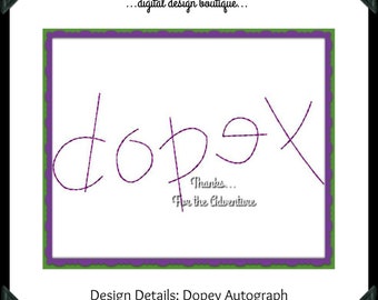 Dopey the Dwarf from Snow White and the Seven Dwarfs Autograph Digital Embroidery Machine Design File 4x4 5x7 6x10 8x12