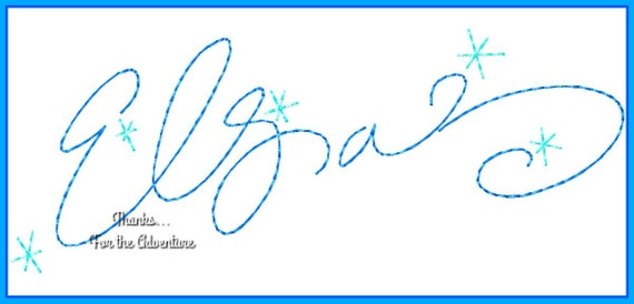 アナと雪の女王2のエルサ女王の直筆サイン デジタル刺繍機 デザイン