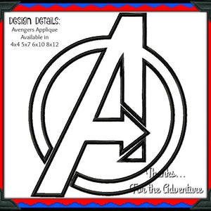 Avengers Logo A Applikation Stickdatei 4x4 5x7 6x10 8x12