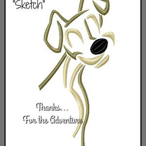 Tramp dog from Lady and The Tramp Sketch Digital Embroidery Machine  Design File 4x4 5x7 6x10
