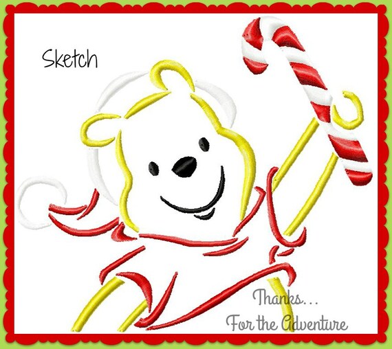 Christmas Candy Cane Santa Pooh Bear From Winnie the Pooh Sketch